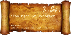 Kroninger Szilveszter névjegykártya